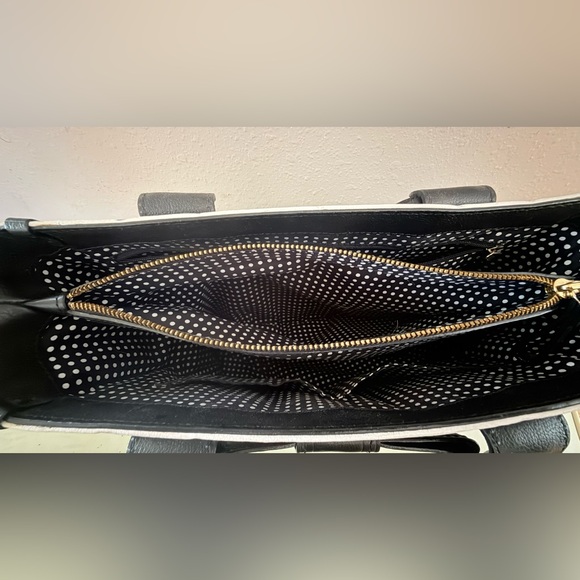 Kate Spade Black and Cream Leather Satchel Purse with Bow Accent - Picture 8 of 16